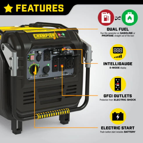 Champion 201175 8500W Elektryczny Rozruch Dual Fuel Inverter z CO Shield - Image 4