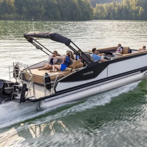 2026 Harris 230 Sunliner SLE Na Sprzedaż – 225 KM Mercury z DTS/PAS, Elektrycznym Bimini i Premium Wnętrzem z Drewna Teakowego