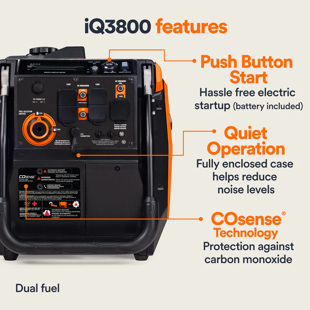 Generac iQ3800 DF 8944 3000W/3800W Generator Dwupaliwowy Inwerter z COsense – Nowość - Image 6